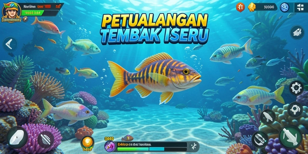 Tangkapan layar utama 3446 menampilkan aksi seru menembak ikan.