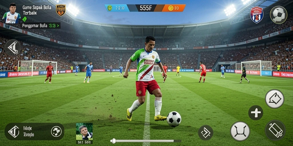 Tampilan gameplay menegangkan di lapangan sepak bola.