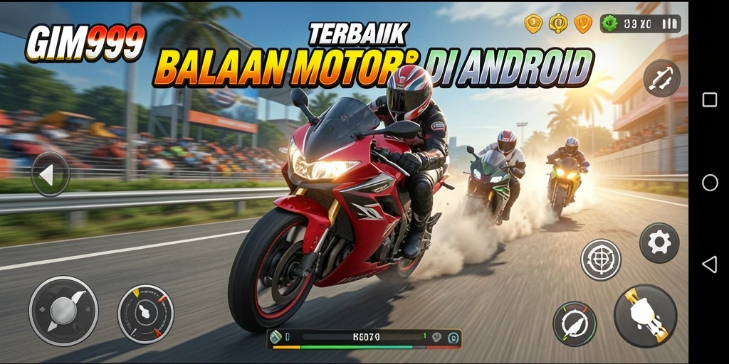 Gameplay GIM999 yang mendebarkan saat balapan motor.