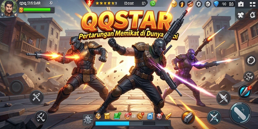 Gameplay seru QQSTAR dengan pertarungan mendebarkan dan aksi cepat.