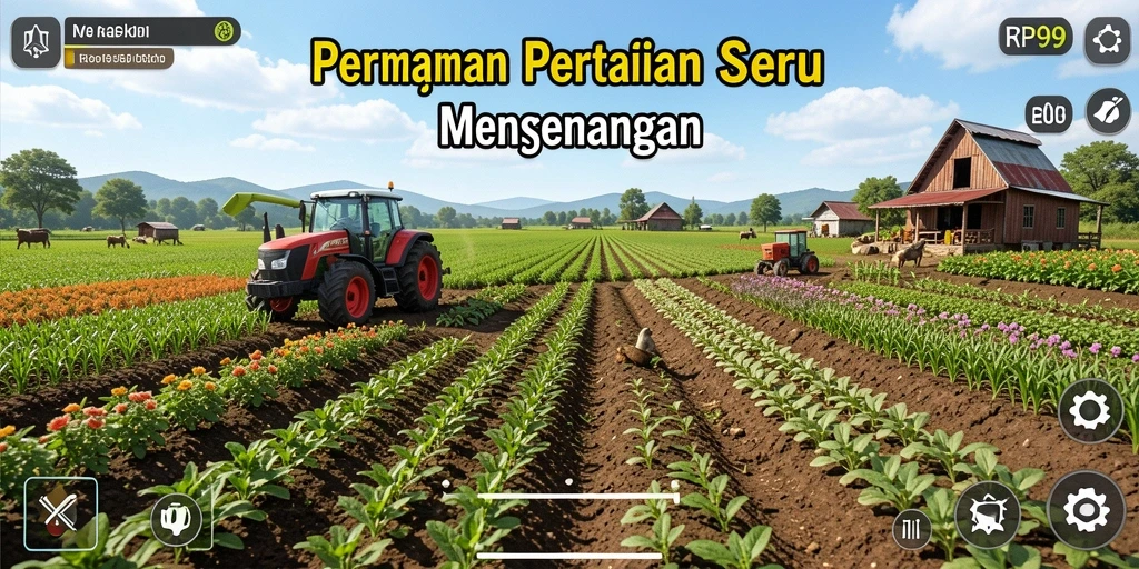 Tampilan screenshot gameplay RP99 dengan suasana kebun yang cerah.