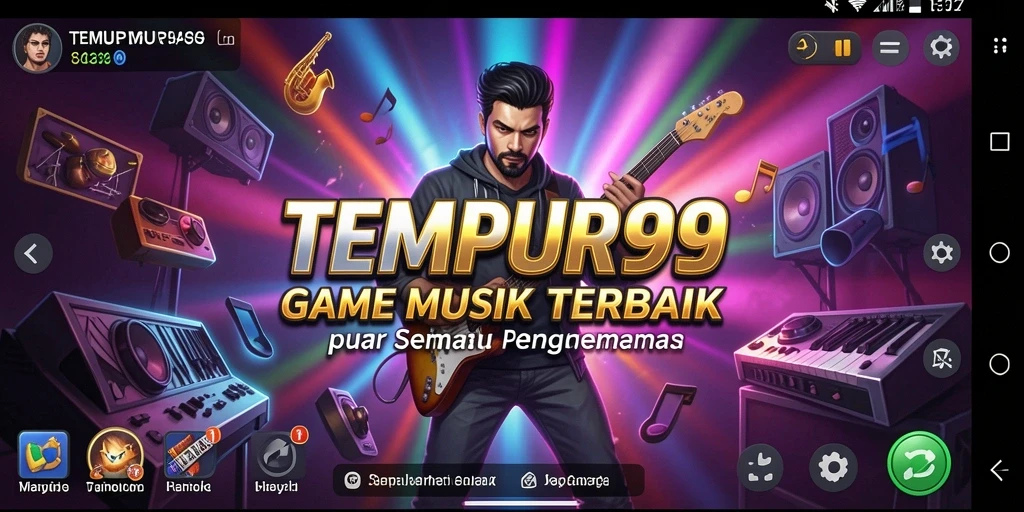Screenshot gameplay TEMPUR99 menunjukkan momen seru saat bermain musik.