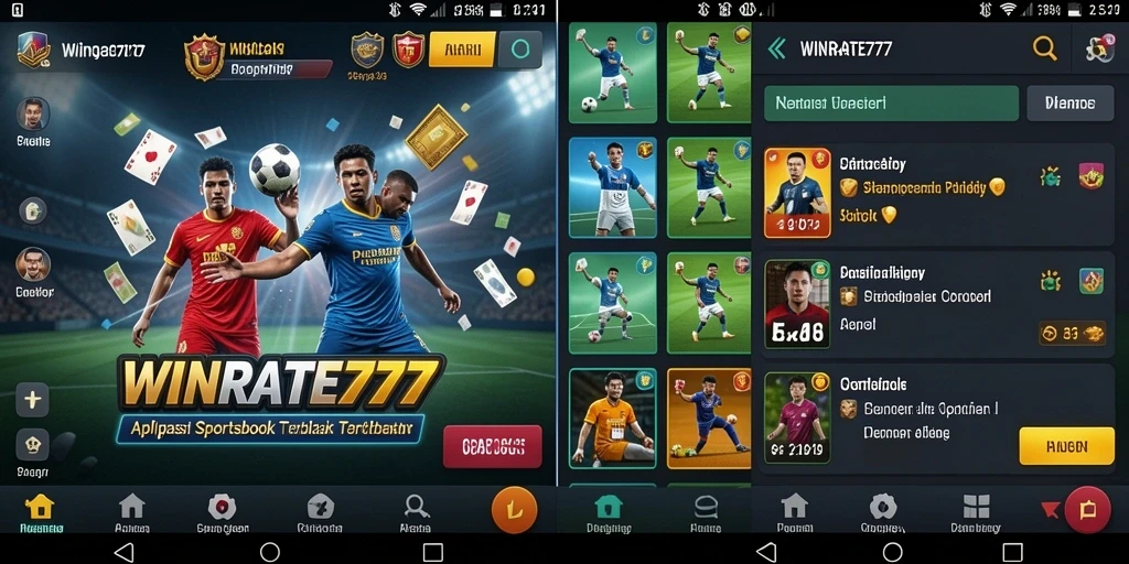 Tampilan utama WINRATE777 menampilkan antarmuka taruhan olahraga yang dinamis.